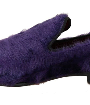Dolce & Gabbana Plush Purple Sheep Fur Loafers Dolce & Gabbana 