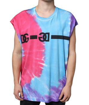 Dolce & Gabbana Multicolor Tie Dye Cotton Sleeveless T-shirt