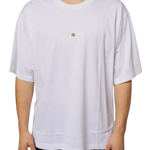 Dolce & Gabbana White Metal DG Logo Cotton Short Sleeves T-shirt