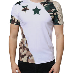 Dolce & Gabbana White Camouflage Stars Crew Neck T-shirt