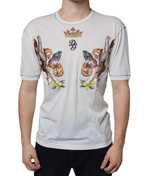 Dolce & Gabbana White Angel Crown Print Crew Neck T-shirt
