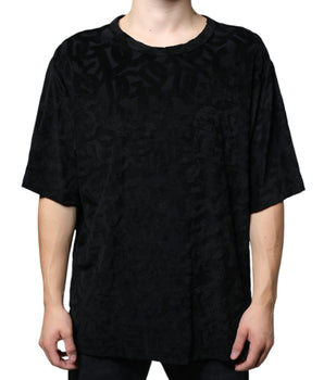 Dolce &amp; Gabbana Camiseta negra con estampado del logo DG Mania