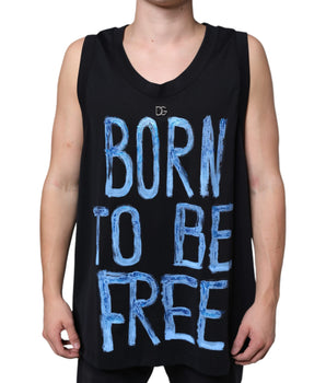 Dolce &amp; Gabbana Camiseta sin mangas de algodón negra Born To Be Free