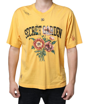 Dolce & Gabbana Yellow Secret Graden Floral Cotton Crew Neck T-shirt