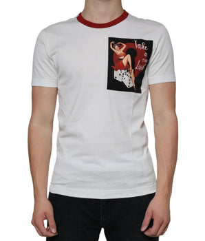 Dolce & Gabbana White Graphic Print Cotton Crew Neck T-shirt