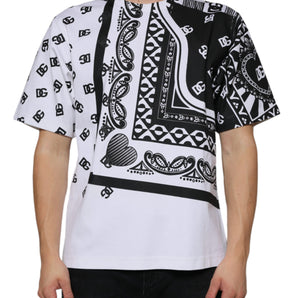 Dolce & Gabbana White Bandana Print Cotton Short Sleeves T-shirt