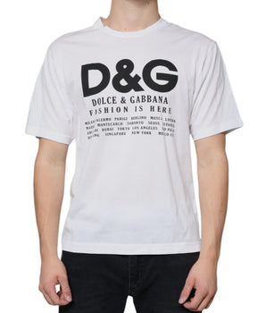 Dolce & Gabbana White Cotton DG Logo Print Casual T-shirt
