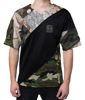 Dolce & Gabbana Multicolor Camouflage Patchwork DG Royal T-shirt