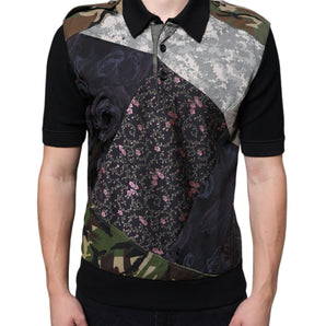 Dolce & Gabbana Multicolor Camouflage Patchwork Silk Polo T-shirt