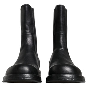 Dolce & Gabbana Black Horse Leather Mid Calf Boots Shoes