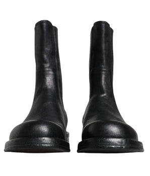 Dolce & Gabbana Black Horse Leather Mid Calf Boots Shoes