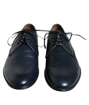Dolce & Gabbana Navy Blue Leather Derby Dress Formal Shoes