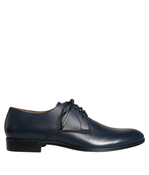 Dolce & Gabbana Navy Blue Leather Derby Dress Formal Shoes