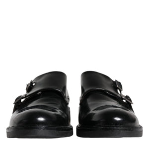 Daniele Alessandrini Black Leather Monk Strap Dress Formal Shoes