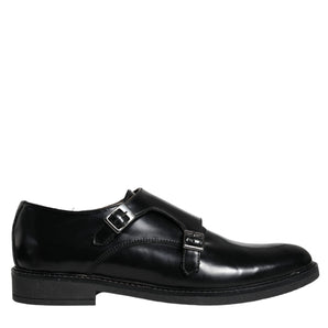 Daniele Alessandrini Black Leather Monk Strap Dress Formal Shoes