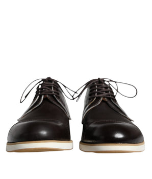 Pollini Black White Leather Lace Up Men Dress Formal Shoes