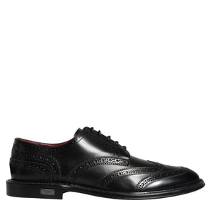 Dolce & Gabbana Black Leather Oxford Wingtip Formal Shoes