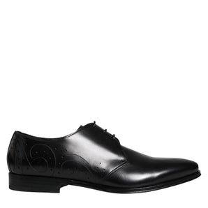 Dolce & Gabbana Black Calfskin Leather Derby Men Dress Shoes