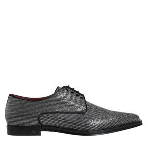 Dolce & Gabbana Silver Polyurethane Derby Formal Dress Shoes