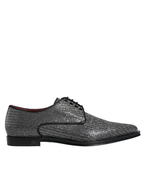 Dolce &amp; Gabbana Silver Polyurethane Derby Formal Dress Shoes