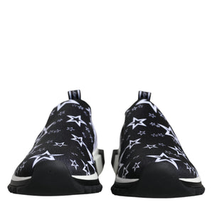 Dolce & Gabbana Black White Star Print Sorrento Sneakers Shoes