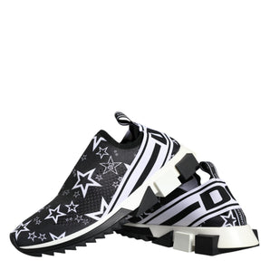 Dolce & Gabbana Black White Star Print Sorrento Sneakers Shoes