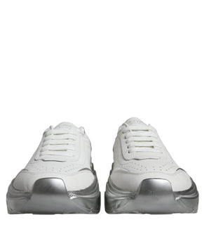 Dolce &amp; Gabbana White Silver Daymaster Low Top Sneakers Shoes