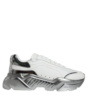 Dolce &amp; Gabbana White Silver Daymaster Low Top Sneakers Shoes