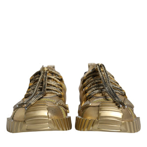 Dolce & Gabbana Gold Stretch Lace Up NS1 Sneakers Shoes