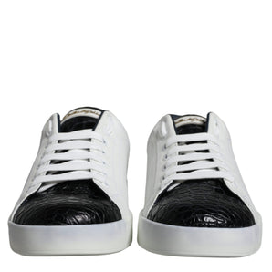 Dolce & Gabbana Black Leather Logo Portofino Sneaker Shoes