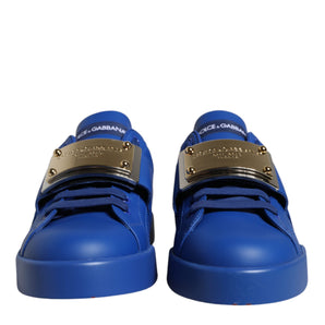 Dolce & Gabbana Blue Leather Low Top Portofino Sneakers Shoes