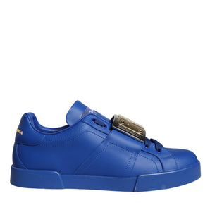 Dolce & Gabbana Blue Leather Low Top Portofino Sneakers Shoes