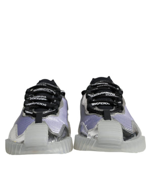 Dolce & Gabbana Silver Black Nylon NS1 Low Top Sneakers Shoes