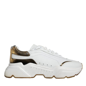 Dolce & Gabbana White Gold DAYMASTER Leather Sneakers Shoes