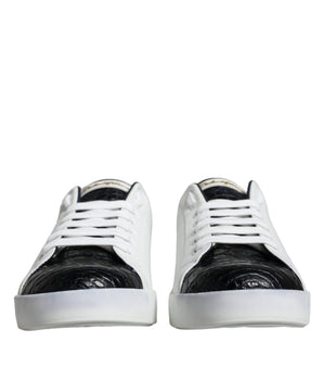 Dolce & Gabbana White Leather Logo Portofino Sneaker Shoes