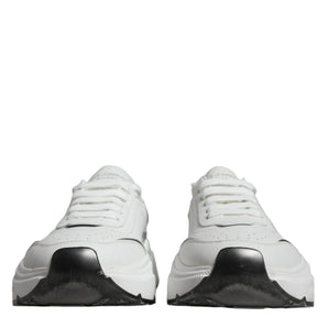 Dolce & Gabbana White Silver DAYMASTER Leather Sneakers Shoes