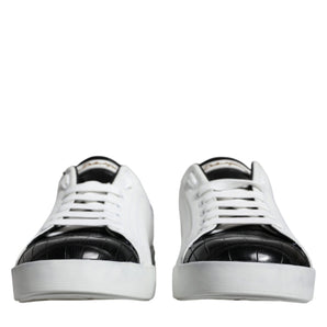 Dolce & Gabbana White Leather Logo Portofino Sneaker Shoes