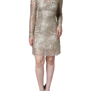 Dolce & Gabbana Gold Floral Lace A-line Sheath Mini Dress