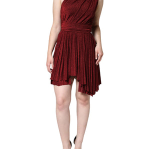 Dolce & Gabbana Red One Shoulder Pleated A-line Mini Dress