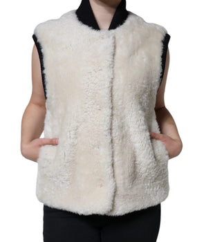 Chaqueta tipo chaleco de piel de oveja blanca WARRENFORD de Burberry