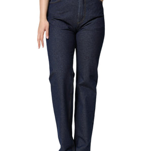 Dolce & Gabbana Dark Blue Cotton Stretch Straight Denim Jeans