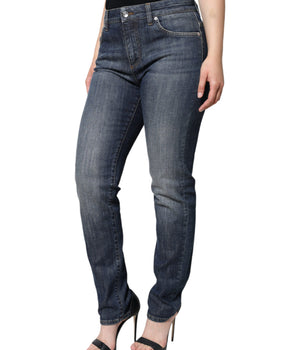 Dolce &amp; Gabbana Vaqueros pitillo elásticos de algodón azul oscuro