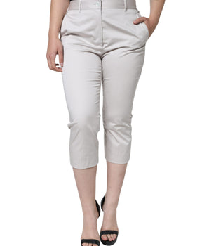 Dolce &amp; Gabbana Pantalones pitillo recortados de cintura media de algodón blanco