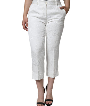 Dolce &amp; Gabbana Pantalones cortos de algodón con brocado floral blanco