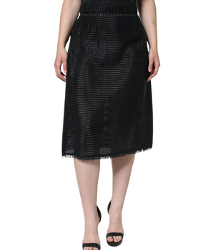 Dolce &amp; Gabbana Black Viscose High Waist Pencil Cut Skirt