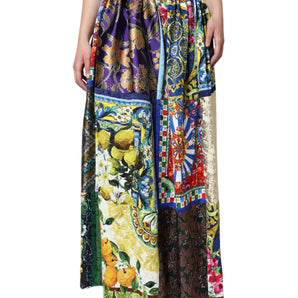 Dolce & Gabbana Multicolor Patchwork Sicily Long Maxi Skirt