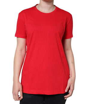 Dolce &amp; Gabbana Red Cotton Crew Neck Short Sleeve Tee T-shirt
