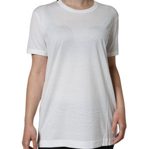 Dolce & Gabbana White Cotton Crew Neck Short Sleeve T-shirt