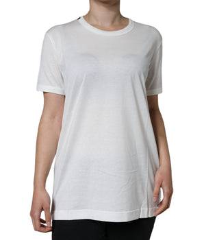 Dolce &amp; Gabbana White Cotton Crew Neck Short Sleeve T-shirt