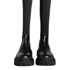 Dolce & Gabbana Black White Polyester Socks High Boots Shoes